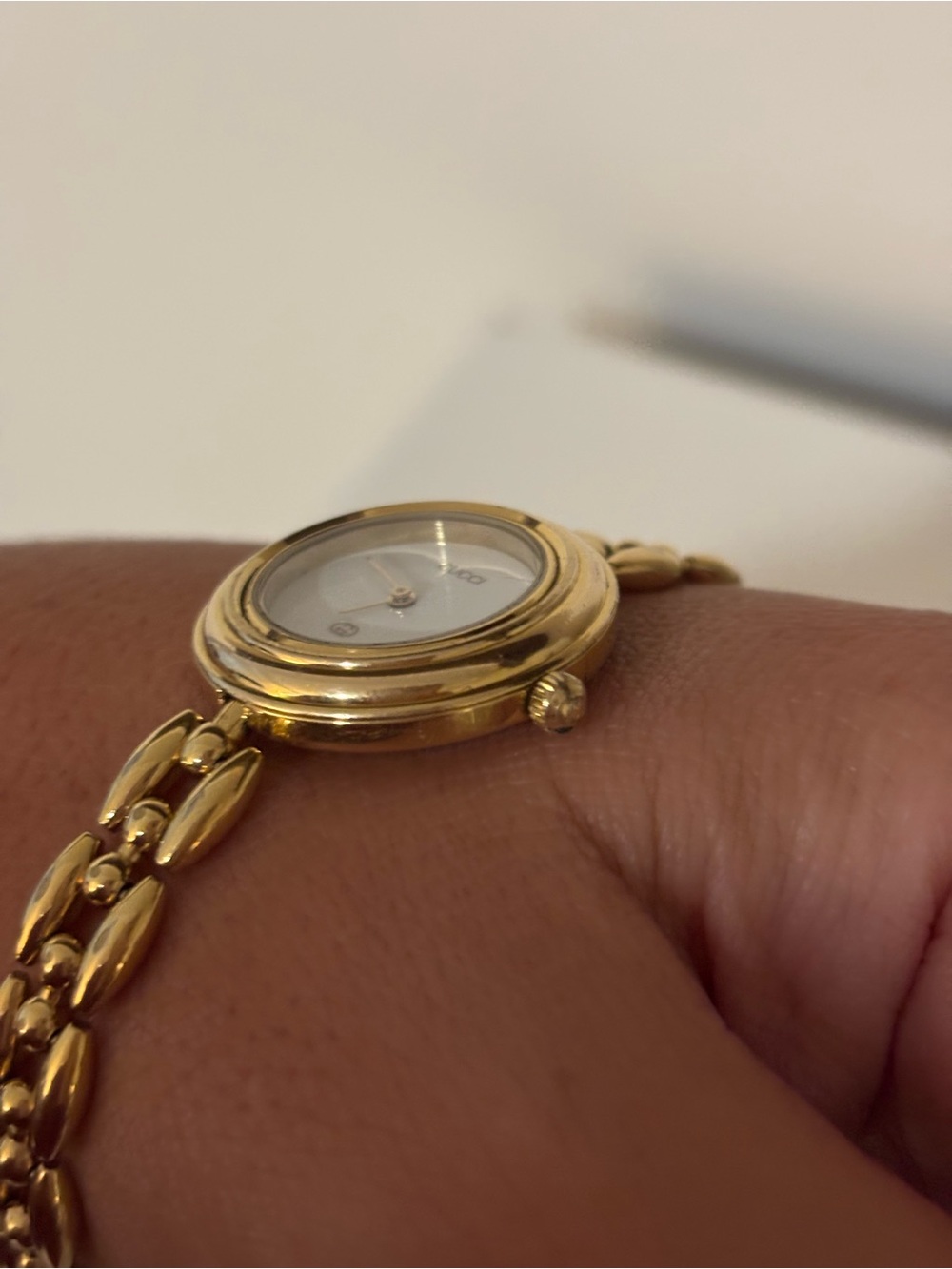 Authentic Gucci Gold Change Bezel 11/12 Rice Link 7.5” Bracelet Watch COA - Picture 8 of 16
